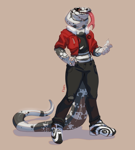 anthro biped black_body black_scales bottomwear clothing fivel forked_tongue hi_res jacket lizard male multicolored_body reptile ringtail scales scalie simple_background solo tegu tongue tongue_out topwear torn_clothing two_tone_body white_body white_scales // 1152x1280 // 647.8KB