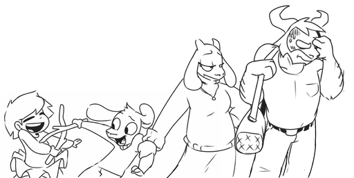 absurd_res anthro asgore_dreemurr asriel_dreemurr beard boss_monster bovid caprine child clothed clothing facial_hair family father father_and_child father_and_son female group hi_res horn long_ears male mammal mature_anthro mature_female mature_male monochrome mother mother_and_child mother_and_son parent parent_and_child pixylbyte protagonist_(undertale) simple_background son sticks toriel undertale video_games white_background young // 5000x2520 // 1.8MB
