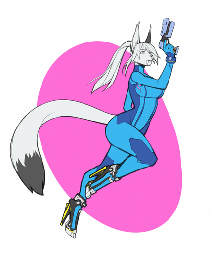 anthro big_ears big_tail biped breasts clothed clothing cosplay fangs felid female footwear gun hair high_heels holding_gun holding_object holding_weapon long_hair machairodontine mammal metroid nintendo ranged_weapon sabertooth_(anatomy) samus_aran shoes simple_background snow_(snowier) solo spearfrost teeth tight_clothing video_games weapon white_eyes white_hair // 917x1100 // 397.0KB