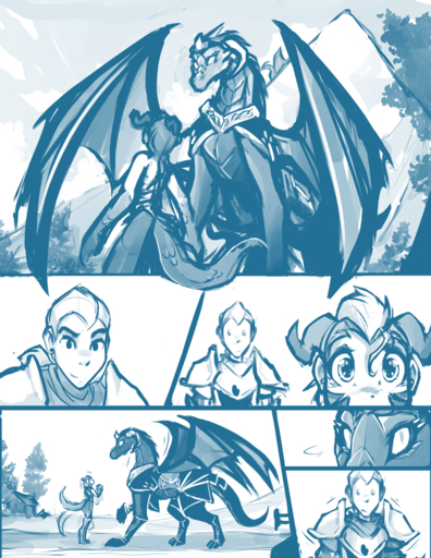2015 animal_humanoid armor blue_and_white comic conditional_dnp dragon female feral group hair human humanoid hybrid keiren_(twokinds) madam_reni_(twokinds) male mammal monochrome outside sarah_(twokinds) scalie simple_background sketch tailwag tom_fischbach twokinds webcomic webcomic_character white_background // 850x1100 // 203.0KB