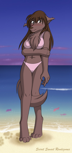 2009 anthro beach bikini biped blush brown_hair canid canine canis chest_tuft clothed clothing conditional_dnp detailed_background digitigrade embarrassed female fur hair heterochromia keidran long_hair mammal natani navel outside sand seaside sky solo standing swimwear tom_fischbach tuft twokinds water webcomic webcomic_character wolf // 400x845 // 98.9KB