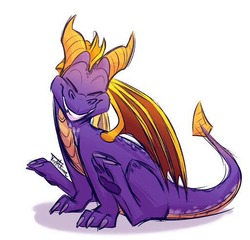 activision dragon eyes_closed feral horn justautumn male membrane_(anatomy) membranous_wings purple_body purple_skin signature simple_background sitting smile solo spyro spyro_the_dragon teeth video_games white_background wings yellow_horn yellow_wings // 947x911 // 484.4KB
