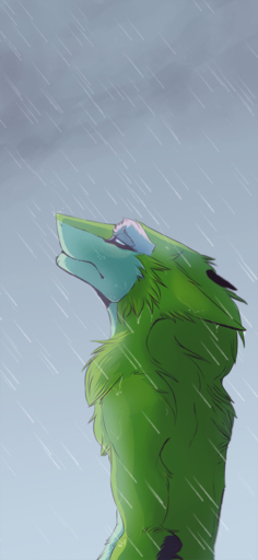 day digital_media_(artwork) fur green_body green_fur hi_res male outside poisoned_(artist) raining sergal sky solo // 578x1252 // 520KB