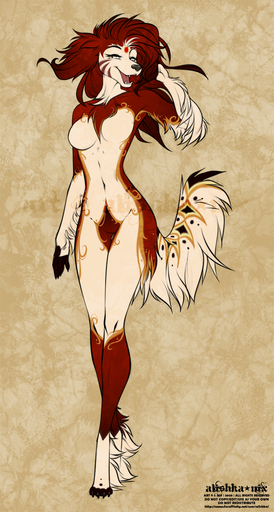 2020 4_toes 5_fingers alishka anthro black_nose breasts canid canine canis digital_media_(artwork) domestic_dog eyebrows eyelashes featureless_breasts featureless_crotch feet female fingers hi_res mammal navel nude simple_background smile solo toes // 686x1280 // 1.1MB
