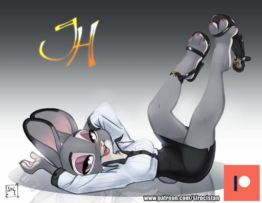 2019 absurd_res anthro bedroom_eyes bottomwear clothed clothing dipstick_ears female fully_clothed fur gradient_background grey_background half-closed_eyes hi_res judy_hopps lagomorph legs_up leporid looking_at_viewer lying mammal multicolored_body multicolored_ears multicolored_fur narrowed_eyes on_back open_mouth open_smile pencil_skirt pink_nose purple_eyes rabbit seductive simple_background siroc skirt smile solo two_tone_body two_tone_fur // 3648x2826 // 461.0KB