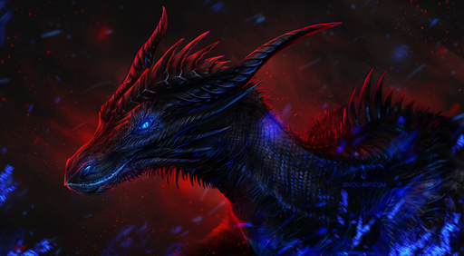 2019 ambiguous_gender blue_eyes claws digital_media_(artwork) dragon feral horn isvoc membrane_(anatomy) membranous_wings scales scalie solo spines western_dragon wings // 1414x779 // 979.6KB