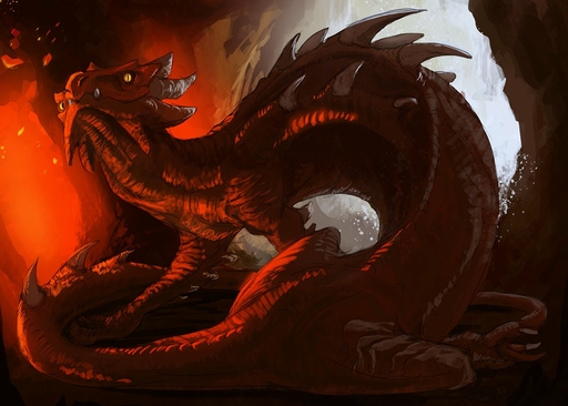 cave dragon feral fire flamespitter horn male pupils red_body red_scales scales scalie slit_pupils // 1400x1000 // 171.4KB