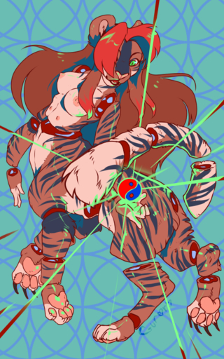 10:16 breasts candy_gore felid female fur gore grungecandy hair mammal nipples nude open_mouth pantherine smile solo taur teats tiger // 500x800 // 359.4KB