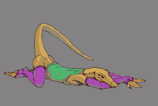2d_animation ambiguous_gender animated anthro armwear bottomless bouncing_butt brown_body brown_scales butt claws clothed clothing feet frame_by_frame klongi legwear lizard long_tail lying on_front reptile scales scalie short_playtime soles twerking // 810x545 // 387.9KB