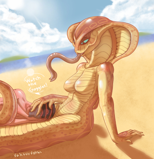 absurd_res apode beach blue_eyes breasts conditional_dnp dialogue draconcopode duo english_text featureless_breasts female female_focus forked_tongue hi_res human legless long_tongue male mammal naga non-mammal_breasts outside reptile scalie seaside serpentine sitting snake solo_focus text tongue tongue_out vaktus video_games viper_(x-com) x-com // 2838x2923 // 9.6MB