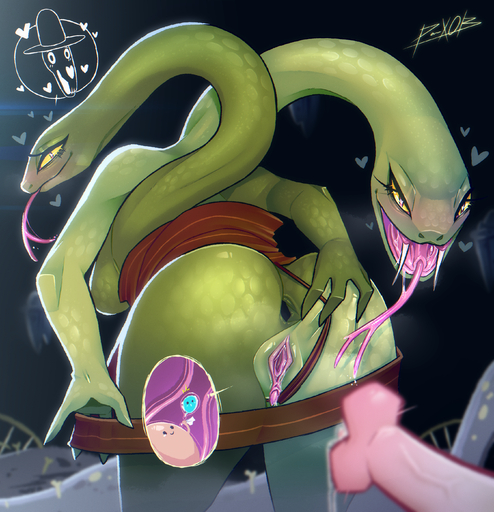 absurd_res adventure_time cartoon_network duo female hi_res humanoid life_(adventure_time) male malefemale ovulation panteon013 reptile scalie snake // 2699x2800 // 9.0MB