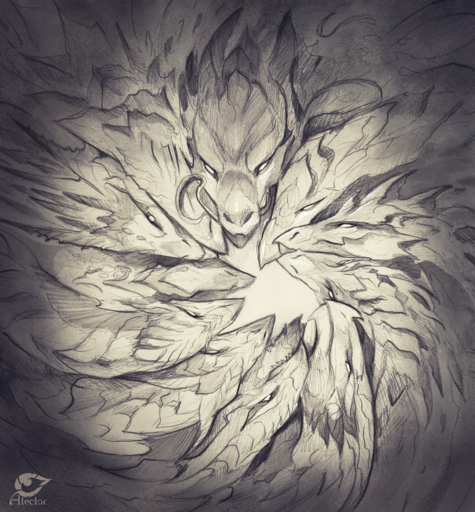 2019 alectorfencer ambiguous_gender dragon feral group monochrome reptile scale_(disambiguation) scales scalie simple_background snake traditional_media_(artwork) white_background white_eyes // 1052x1134 // 1.9MB