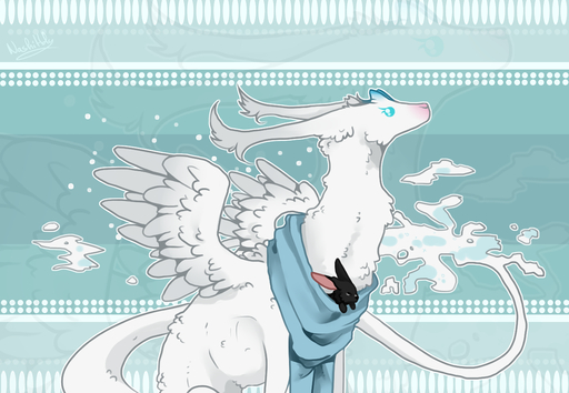 2019 absurd_res ambiguous_gender blue_eyes digital_media_(artwork) dragon duo feathered_dragon feathered_wings feathers feral fur furred_dragon hi_res mammal nashiholy sitting white_body white_feathers white_fur wings // 3880x2680 // 2.7MB