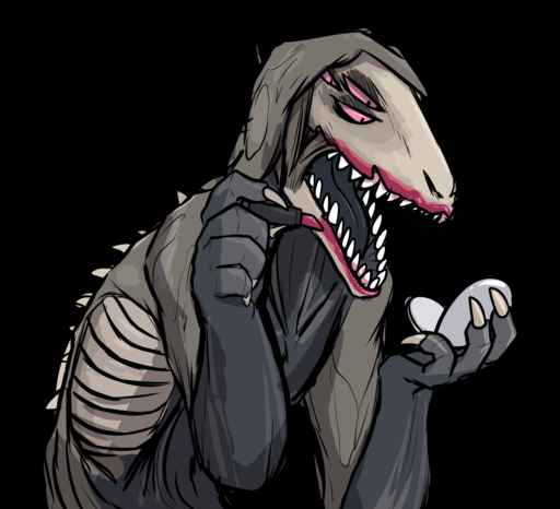alpha_channel ambiguous_gender bone hand_mirror keadonger lipstick makeup mirror multi_eye open_mouth pink_eyes scalie scp-682 scp_foundation simple_background skull solo // 1127x1026 // 476.9KB