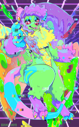 10:16 abstract anthro didelphid food fur glitch grungecandy hair looking_at_viewer male mammal marsupial nude pizza smile solo // 720x1152 // 969.6KB