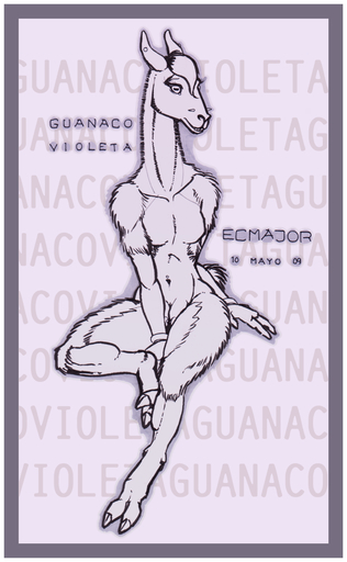 2009 anthro border camelid ecmajor female guanaco hooves mammal monochrome nude purple_and_white solo teats white_border // 601x974 // 315.4KB