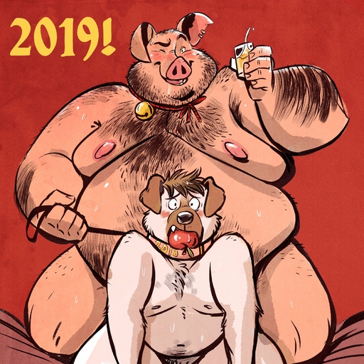 1:1 2019 all_fours anthro anthro_on_anthro apple arm_hair ball_gag bell beverage big_dom_small_sub blush bodily_fluids body_hair canid canine canis chest_hair collar domestic_dog domestic_pig dominant dominant_male dramamine duo ear_piercing facial_hair food fruit gag hairy hi_res jewelry jingle_bell leash looking_at_viewer male malemale mammal moobs navel necklace nipples nude one_eye_closed open_mouth overweight overweight_male piercing plant size_difference smile stomach_hair submissive submissive_male suid suina sus_(pig) sweat // 2000x2000 // 1.0MB
