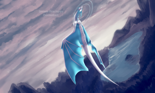 2019 5:3 ambiguous_gender day detailed_background digital_media_(artwork) dragon dream-fractures feral hi_res horn membrane_(anatomy) membranous_wings outside scalie sky solo western_dragon wings // 2800x1680 // 3.4MB