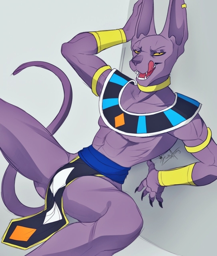abs anthro beerus biped bottomwear bulge butt claws clothed clothing domestic_cat dragon_ball dragon_ball_super ear_piercing fangs felid feline felis hairless hairless_cat half-closed_eyes hazakyaracely hi_res loincloth long_ears looking_at_viewer male mammal mostly_nude muscular muscular_anthro muscular_male narrowed_eyes open_mouth pecs piercing sharp_claws sharp_teeth sitting smile solo sphynx_(cat) spread_legs spreading teeth tongue tongue_out yellow_eyes // 1087x1280 // 176.3KB