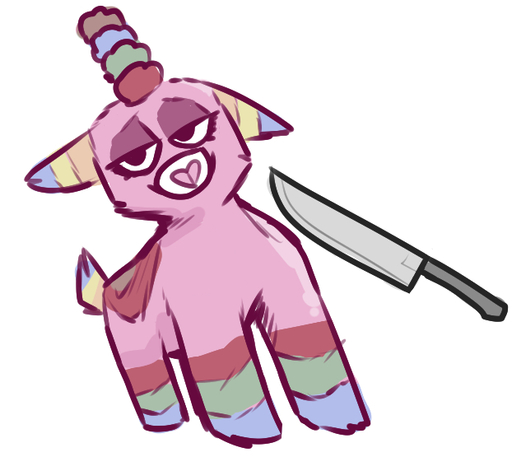 equid equine female feral fur horn horse keadonger knife mammal meme parody pink_body pink_fur piñata scp-956 scp_foundation simple_background solo unicorn // 622x555 // 166.8KB
