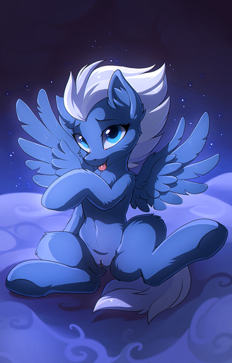 2016 blue_body blue_eyes blue_fur cloud equid equine feathered_wings feathers female feral fur genitals hair hioshiru horse licking mammal night night_glider_(mlp) pegasus pussy sky solo star tongue tongue_out white_hair wings // 705x1100 // 746.8KB