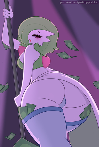 2019 bedroom_eyes big_breasts blush breasts butt clothed clothing dancing digital_media_(artwork) female gardevoir hair hi_res humanoid legwear money narrowed_eyes nintendo not_furry open_mouth pinkcappachino pokemon pokemon_(species) pole pole_dancing red_eyes seductive solo stripper stripper_pole thigh_highs tipping video_games // 1200x1779 // 740.0KB