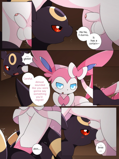 3:4 ambiguous_gender animal_genitalia balls black_body black_fur blue_eyes blush bodily_fluids brother brothers comic digital_media_(artwork) duo eeveelution english_text feral fur genital_fluids genitals hi_res incest_(lore) km-15 laurence looking_at_genitalia looking_at_penis lucius_(km-15) male maleambiguous nintendo one_eye_closed open_mouth penis penis_tip pink_body pink_fur pokemon pokemon_(species) precum red_eyes red_sclera sheath sibling simple_background sylveon text tongue umbreon video_games white_body white_fur // 960x1280 // 898.8KB