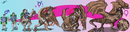 2019 4:1 absurd_res clothing dragon female feral gender_transformation genitals growth hi_res horn human human_to_feral long_image male mammal mtf_transformation penis pussy sequence silvergriffin21 solo species_transformation spikes standing torn_clothing transformation wide_image wings wyvern // 8000x2000 // 9.3MB