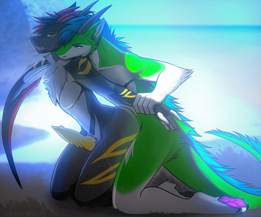 2019 5_fingers anal anal_penetration angiewolf anthro anthro_on_anthro anthro_penetrated anthro_penetrating anthro_penetrating_anthro beach bite black_body black_fur blue_hair day detailed_background digital_media_(artwork) dragon erection fingers fur furred_dragon genitals green_body green_fur hair horn kneeling knot male malemale male_penetrated male_penetrating male_penetrating_male neck_bite nude outside penetration penis red_eyes sand seaside shoreline sky vendryk water weyerless white_body white_fur yellow_penis // 1000x833 // 1.1MB