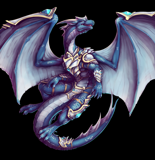 2016 armor black_background blue_body claws digital_media_(artwork) dragon feral gem hi_res horn looking_at_viewer makaidos male membrane_(anatomy) membranous_wings open_mouth scales scalie sharp_teeth simple_background solo teeth thesecretcave tongue western_dragon wings // 1241x1280 // 818.9KB