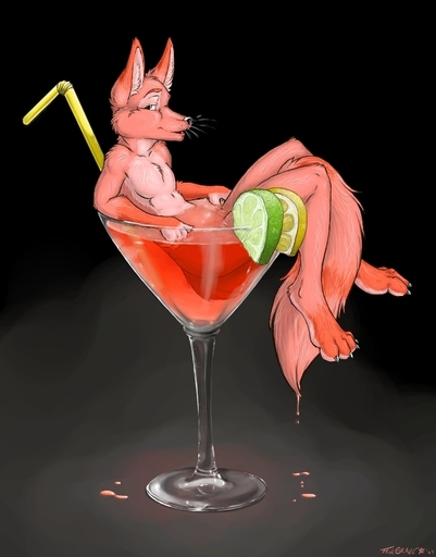 alcohol anthro bendy_straw beverage canid canine citra cocktail fluffy fluffy_tail food fruit fur in_beverage in_container in_cup in_food lemon lime male mammal micro nude on_food pink_body pink_fur plant solo source_request straw truegrave9 // 700x894 // 197.2KB