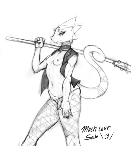 2020 absurd_res anthro areola breasts chameleon clothed clothing collar crossgender exposed_breasts female fishnet fishnet_legwear flick_(animal_crossing) frown greyscale half-closed_eyes hi_res horn jacket legwear lizard looking_at_viewer monochrome mtf_crossgender narrowed_eyes nipples non-mammal_breasts open_clothing open_jacket open_topwear portrait reptile sabrotiger scalie sketch solo standing three-quarter_portrait topwear video_games // 2724x3035 // 1.4MB
