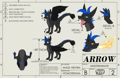 2019 absurd_res arrow_(scuzzyfox) black_body black_scales breath_powers dragon elemental_manipulation english_text feathers feral fire fire_breathing fire_manipulation green_eyes grey_body grey_scales head_crest hi_res model_sheet nude open_mouth pawpads quadruped scales scalie scuzzyfox sharp_teeth simple_background spines spreading teeth text tongue western_dragon wings // 3825x2475 // 1.4MB