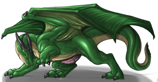 bodily_fluids dragon erection feral genital_fluids green_body horn kiteless male membrane_(anatomy) membranous_wings narse penis precum scalie solo standing western_dragon wings yellow_eyes // 1280x665 // 135KB