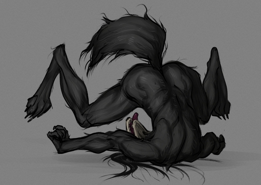 anthro black_body black_fur blep bone butt canid canine feet fur johnfoxart legs_over_head male malo mammal messy_fur messy_tail monster muscular muscular_anthro muscular_male nails nude paws raised_tail scp-1471 scp-1471-a scp_foundation skull solo tongue tongue_out // 1400x990 // 339.2KB