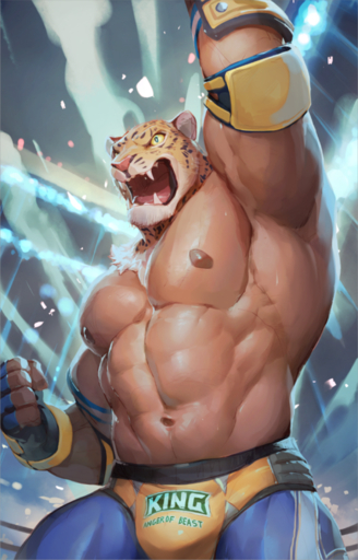 2015 abs animal_head animal_mask armband biceps big_muscles black_body black_fur bodily_fluids bottomwear bulge clothed clothing elbow_pads english_text faceless_character faceless_male fangs felid fighting_ring fingerless_gloves fist for_a_head fur gloves handwear humanoid jaguar king_(tekken) looking_away male mammal manly mask muscular muscular_male navel nipples null-ghost open_mouth pantherine pants pecs pink_nose pose raised_arm raised_fist solo sport spots standing sweat teeth text tongue topless underwear video_games white_body white_fur wrestler yellow_body yellow_eyes yellow_fur // 641x1000 // 905KB