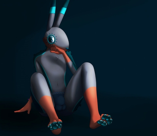 2018 4_toes alternate_color animate_inanimate anthro anthrofied balls_outline big_eyes biped blue_body blue_eyes blue_fur blue_markings blue_nose blue_pawpads bulge bunnycomb clothed clothing digital_drawing_(artwork) digital_media_(artwork) fan_character feet full-length_portrait fur genital_outline gloves_(marking) grey_body grey_fur hindpaw humanoid_hands lagomorph leg_markings light lighting living_piñata long_ears looking_aside looking_away male mammal markings multicolored_body multicolored_fur navel orange_body orange_fur pawpads paws piñata portrait reclining schizy shadow sheath_outline sitting socks_(marking) solo toes topless underwear video_games // 1280x1113 // 78.5KB
