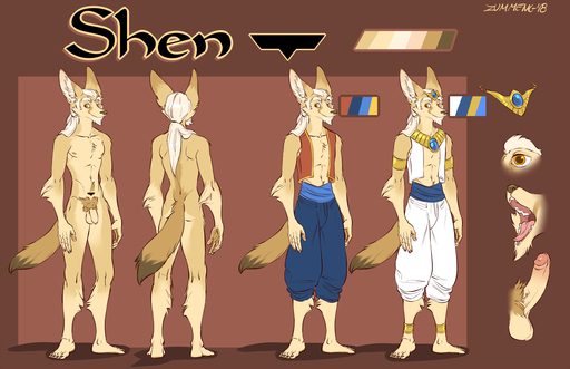 anthro canid canine character_name clothed clothing color_swatch erection fennec foreskin fox genitals hair hi_res male mammal mature_male model_sheet nude offon open_mouth penis pubes retracted_foreskin shen_(zummeng) solo text unretracted_foreskin vulpes white_hair zummeng // 1600x1035 // 623.9KB
