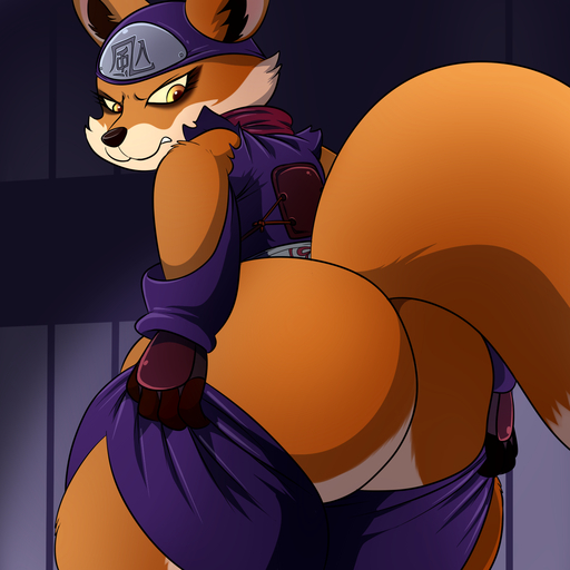 1:1 2017 alopex alopex_(tmnt_2012) anthro big_butt butt canid canine clothed clothing female fox fur hi_res lonbluewolf looking_back mammal red_body red_fur solo teenage_mutant_ninja_turtles thick_thighs wardrobe_malfunction wide_hips yellow_eyes // 1500x1500 // 917.0KB