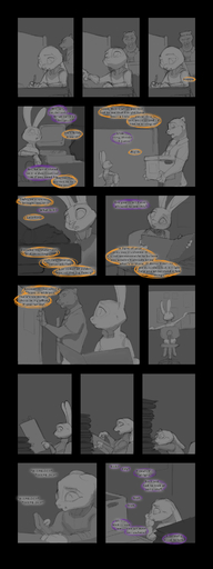 absurd_res anthony_panterras anthro bodily_fluids clothing comic crying dialogue distress duo english_text felid female hi_res ipoke judy_hopps lagomorph leopard leporid long_ears male mammal nick_wilde pantherine phone rabbit snow_leopard sorrow standing tears text uniform // 1200x3200 // 950.3KB