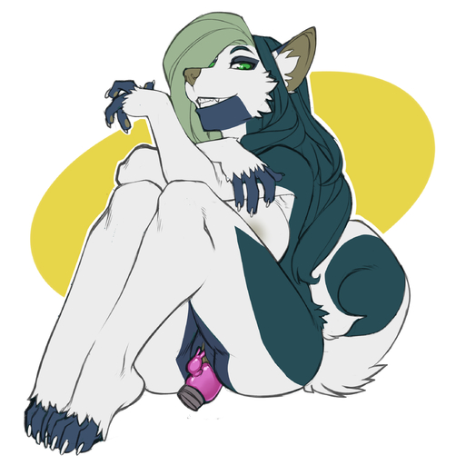 2015 4_fingers 4_toes anthro breasts canid canine canis clitoral clitoral_masturbation clitoris digital_media_(artwork) domestic_dog faint feet female fingers fur genitals green_eyes grin hair hi_res husky knees_pulled_up long_hair looking_at_viewer mammal masturbation multicolored_body multicolored_fur nipples nordic_sled_dog nude penetration pussy rabbit_vibrator sex_toy simple_background smile solo spitz toes toying_self vaginal vaginal_masturbation vaginal_penetration vibrator white_background // 2347x2395 // 1.1MB