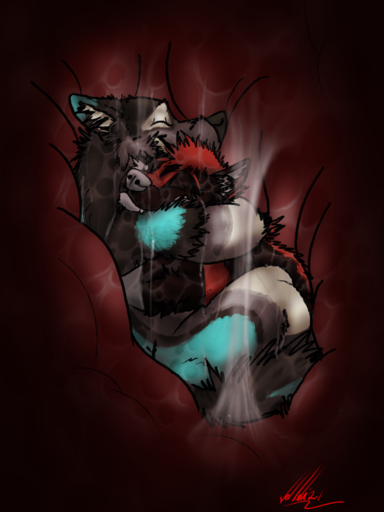 3:4 absurd_res anthro belly canid canine canis cuddling duo hi_res hybrid internal male malemale mammal nexuswolfy ryker safe_vore vellum vore wolf // 2700x3600 // 5.9MB