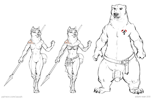 2018 anthro balls barthur_(htf) belt black_and_white black_nose bra breasts canid canine canis clothing domestic_dog duo elaine_(htf) female foot_wraps fur genitals hi_res humanoid_genitalia humanoid_penis husky larger_male male mammal melee_weapon monochrome mostly_nude navel nipples nordic_sled_dog nude offon paws penis polearm simple_background size_difference sketch small_breasts smaller_female spear spitz standing tattoo text tribal underwear url ursid weapon white_background wraps zaush // 2315x1500 // 616.5KB