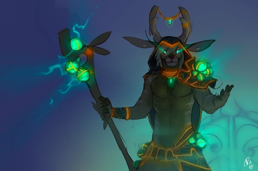 anthro antlers capreoline cervid dark divio hooded horn looking_at_viewer magic magic_user male mammal melee_weapon patto polearm reindeer shaman solo staff stripes tribal_spellcaster weapon // 1280x853 // 88.0KB