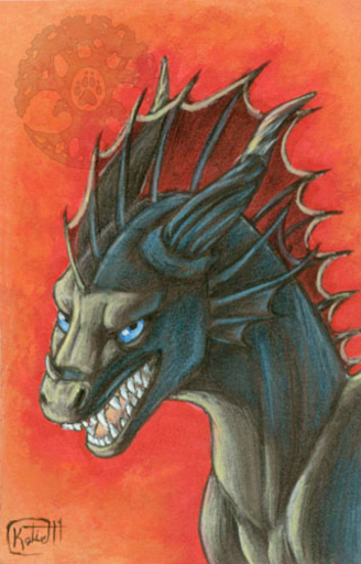 2007 blue_eyes dragon feral horn katie_hofgard low_res male open_mouth simple_background solo spines teeth tongue traditional_media_(artwork) // 320x500 // 301.6KB