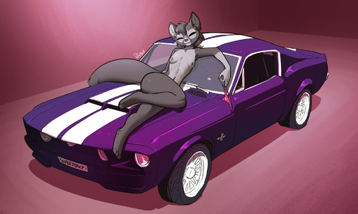 breasts canid canine car clothing eyes_closed female feretta ford ford_mustang fox fur grey_body grey_fur hi_res mammal nude on_car panties pose red_fox silver_fox small_breasts smile space_vixen underwear vehicle vix_(feretta) vulpes wheel // 2155x1293 // 3.9MB