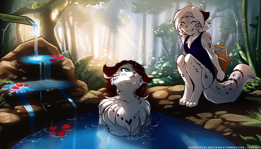 2019 7:4 adira_(twokinds) annoyed anthro arm_tuft barefoot bathing big_breasts blue_eyes bodily_fluids breasts bucket casual_nudity cheek_tuft chest_tuft clothed clothednude clothed_female_nude_female clothing conditional_dnp crouching cub daughter detailed_background digitigrade duo elbow_tufts eyebrows eyelashes eyes_closed facial_tuft featureless_breasts feet felid female fluffy fluffy_tail forest frown fur glistening glistening_body glistening_eyes glistening_fur glowing glowing_eyes grey_body grey_fur grin hair hair_over_eye hands_behind_back hi_res holding_object hot_spring keidran leg_tuft long_tail looking_aside looking_at_another maeve_(twokinds) mammal mother mother_and_child mother_and_daughter multicolored_body multicolored_fur multicolored_tail naturally_censored navel nervous nude one_eye_obstructed open_mouth open_smile outside pantherine parent parent_and_child partially_submerged paws pivoted_ears plant shoulder_tuft sitting slim smile snout snow_leopard spots spotted_body spotted_fur spotted_tail sweat swimwear text tom_fischbach tree tuft twokinds unamused url water webcomic webcomic_character wet wet_body wet_fur wet_hair white_body white_fur young // 2240x1280 // 2.8MB