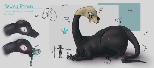 2016 alien big_butt black_body black_skin blue_body blue_skin bodily_fluids butt drooling female feral grinkuine hi_res lizard long_tongue mask model_sheet reptile saliva scalie scruffythedeer side_view solo teeth tongue // 2049x906 // 7.1MB