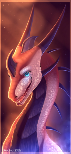 2016 6:13 9:19.5 blue_eyes digital_media_(artwork) dragon feral headshot_portrait hi_res horn open_mouth portrait scales skaydie smile solo spines teeth tongue white_body white_scales // 600x1300 // 874.6KB