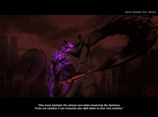 2018 anthro black_bars blood bodily_fluids clothed clothing death detailed_background digital_media_(artwork) domestic_cat duo english_text felid feline felis kittydee male mammal nude pantherine purple_eyes text tiger // 1280x944 // 342KB